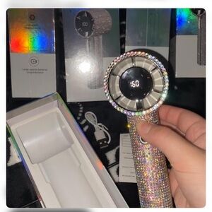 Crystal Rhinestone Handheld Hair Dryer - Pink/Silver Glitter